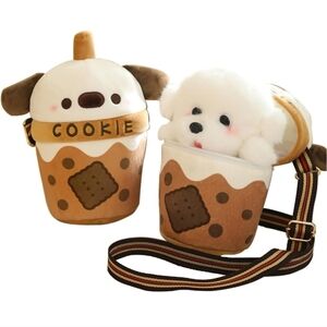 Cute Cookie Dog Plush Crossbody Bag Dog Stuffed Animals Premium Plush Puppy